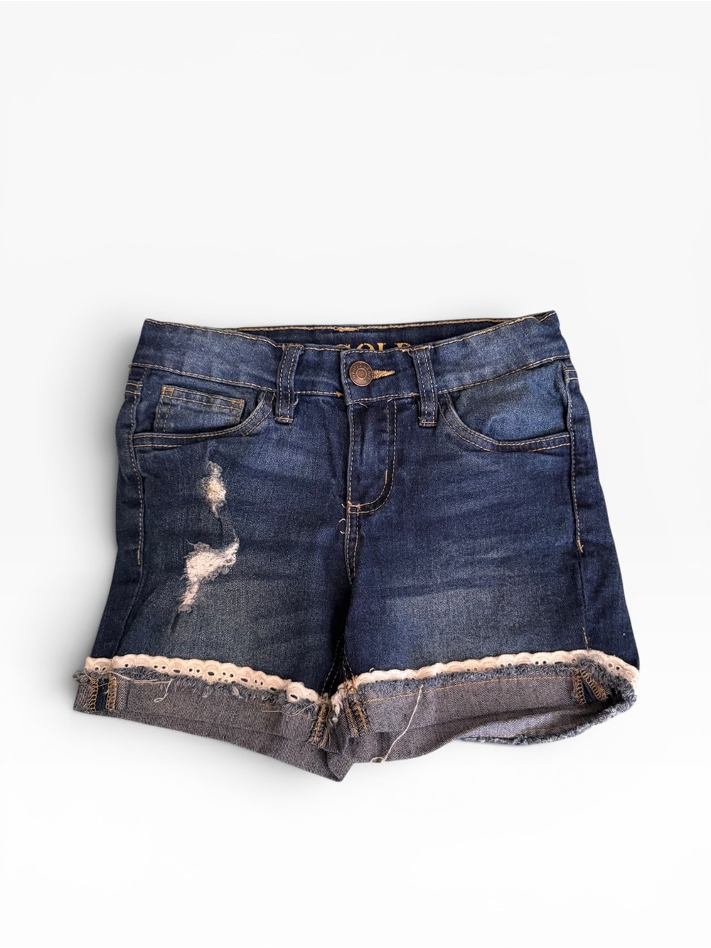 Vigoss Dark Blue Distressed Denim Shorts - GIRLS